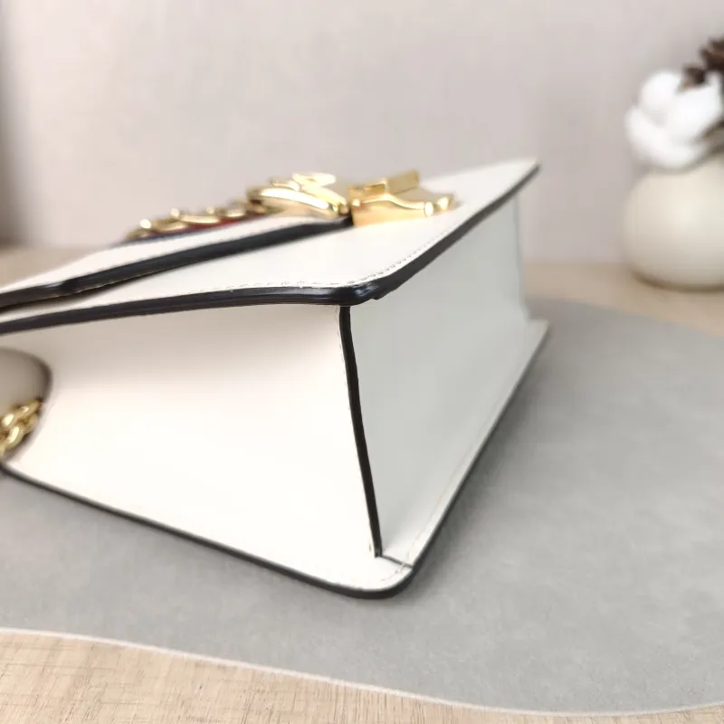 GUCCI Shoulder Bag Sylvie Shoulder Strap Edition White CC alfskin Mini 19 × 8 × 14 cm — detail view 10 of 12