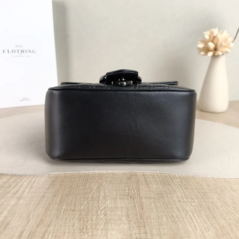GUCCI Crossbody Bag GG Marmont Marmont Black Calfskin Mini 18 × 8 × 15 cm — cover view 3 of 5