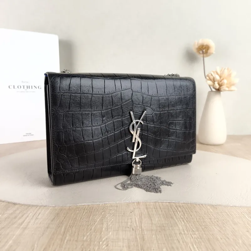 SAINT LAURENT Crossbody Bag KATE Edition Black Calfskin Medium 24 × 5.5 × 14.5 cm — cover view 2 of 5