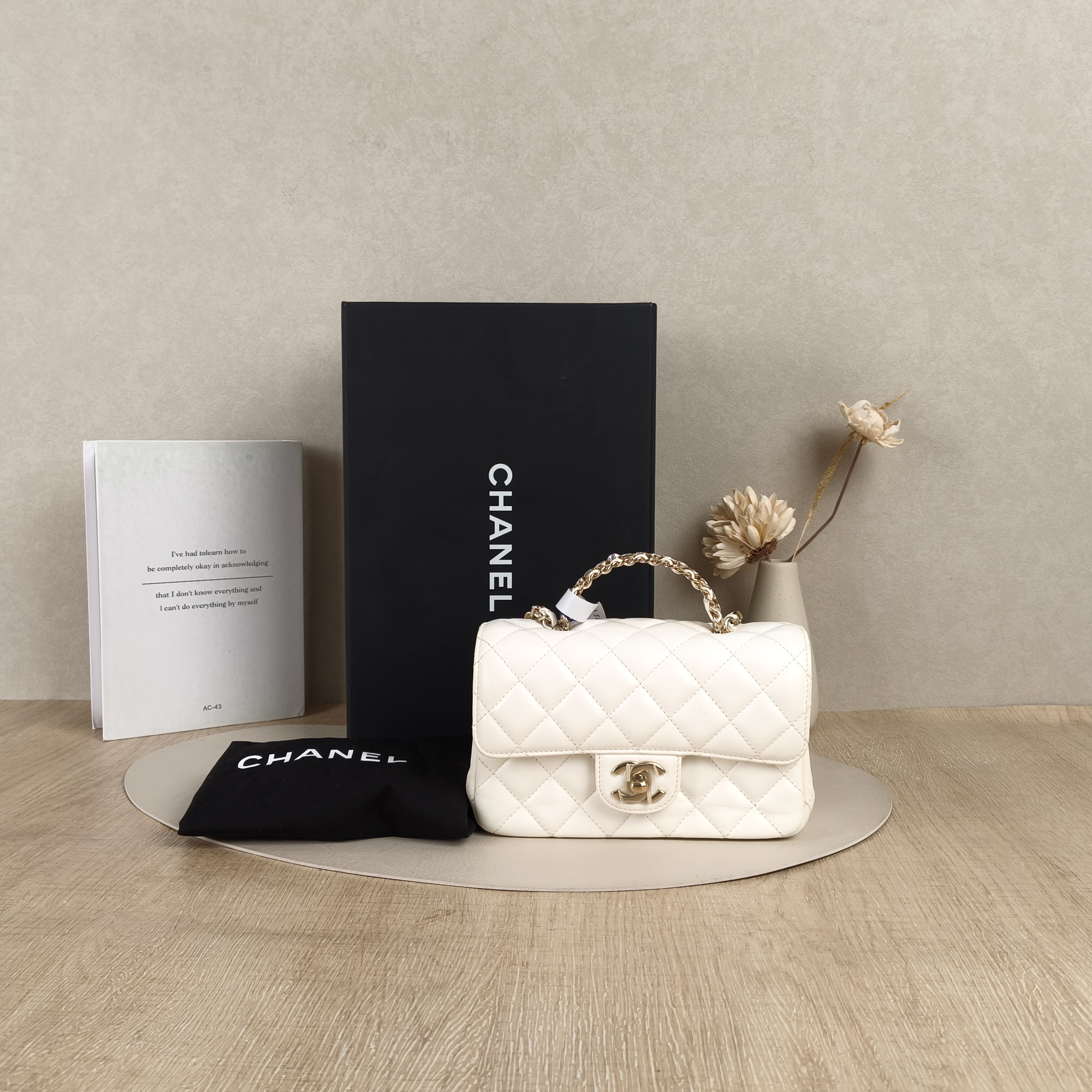Chanel cf mini White Lambskin Microchip Edition · Dust Bag · Box · 18 × 7.5 × 12 cm — cover view 3 of 9