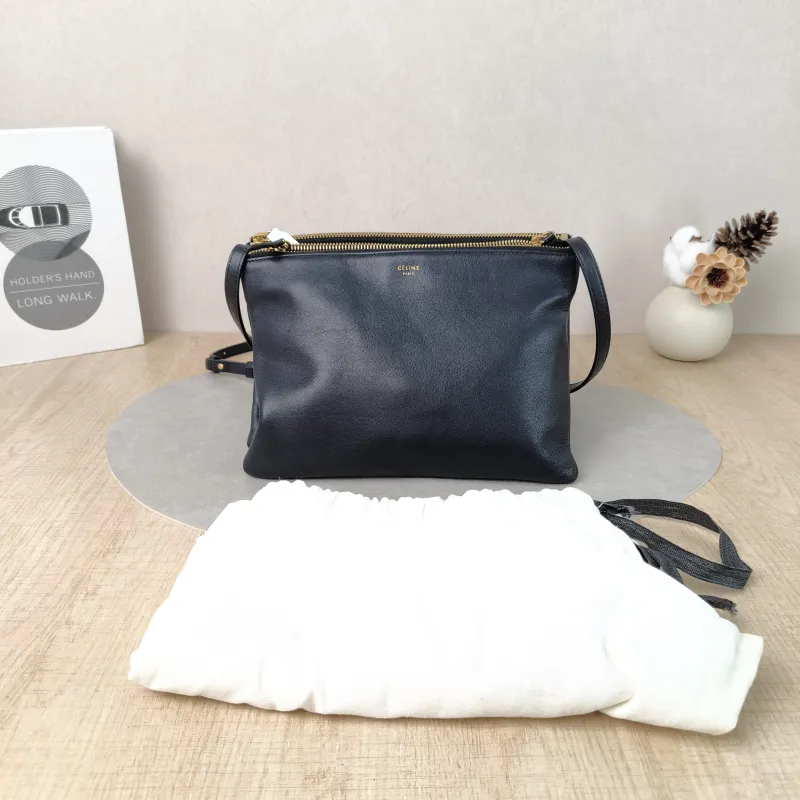 CELINE Crossbody Bag Trio Messenger Bag Black Lambskin Large25.5 × 5 × 17.5 cm — cover view 3 of 6