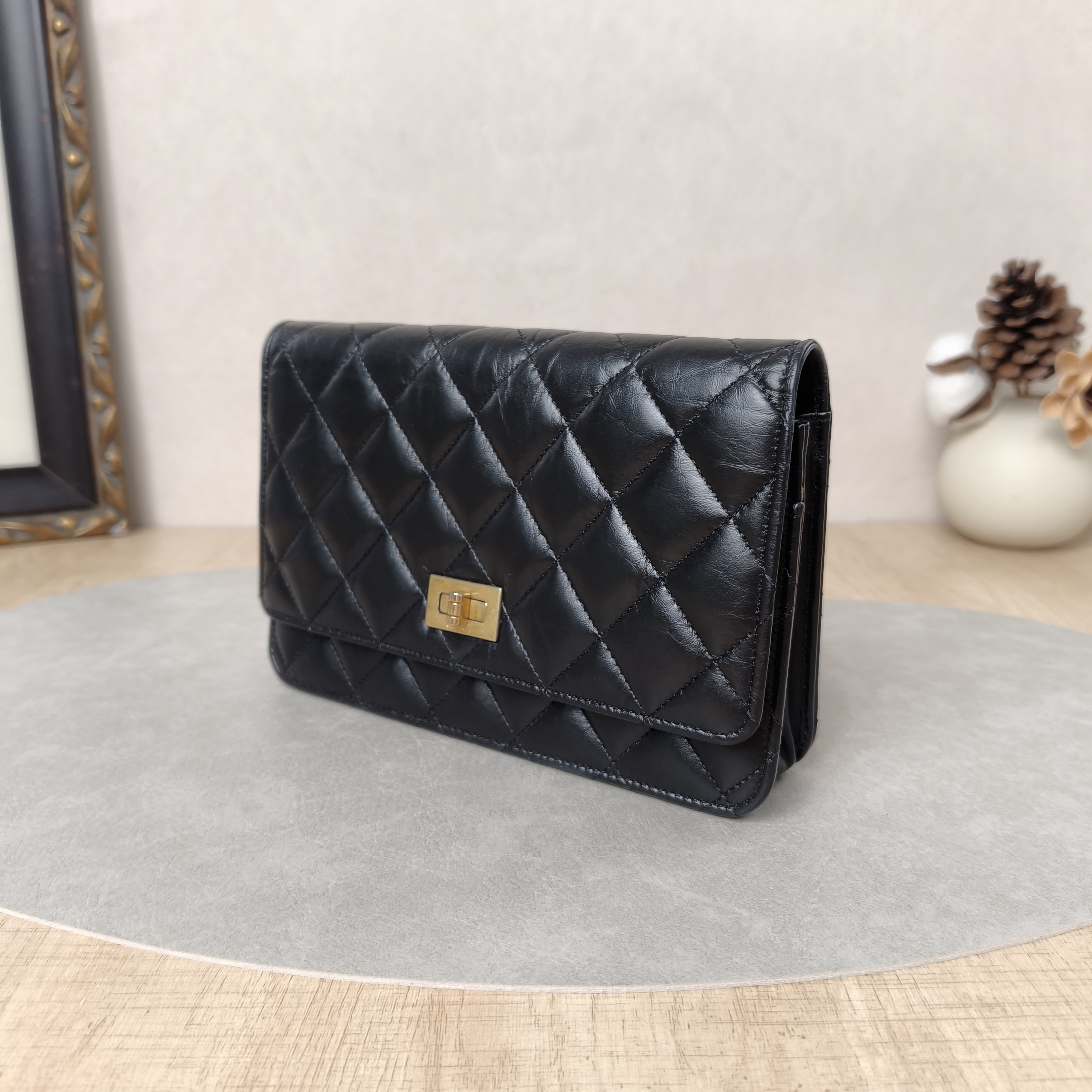 Chanel Crossbody Bag2.55 woc Black Waxed Leather Calfskin One Size19.2 × 3.5 × 12.3 cm — cover view 3 of 5