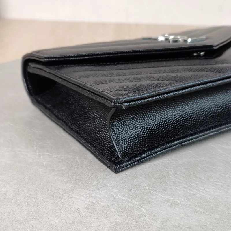 SAINT LAURENT Crossbody Bag CASSANDRE ENVELOPE Black Calfskin One Size 19 × 3.5 × 12.5 cm — detail view 9 of 11