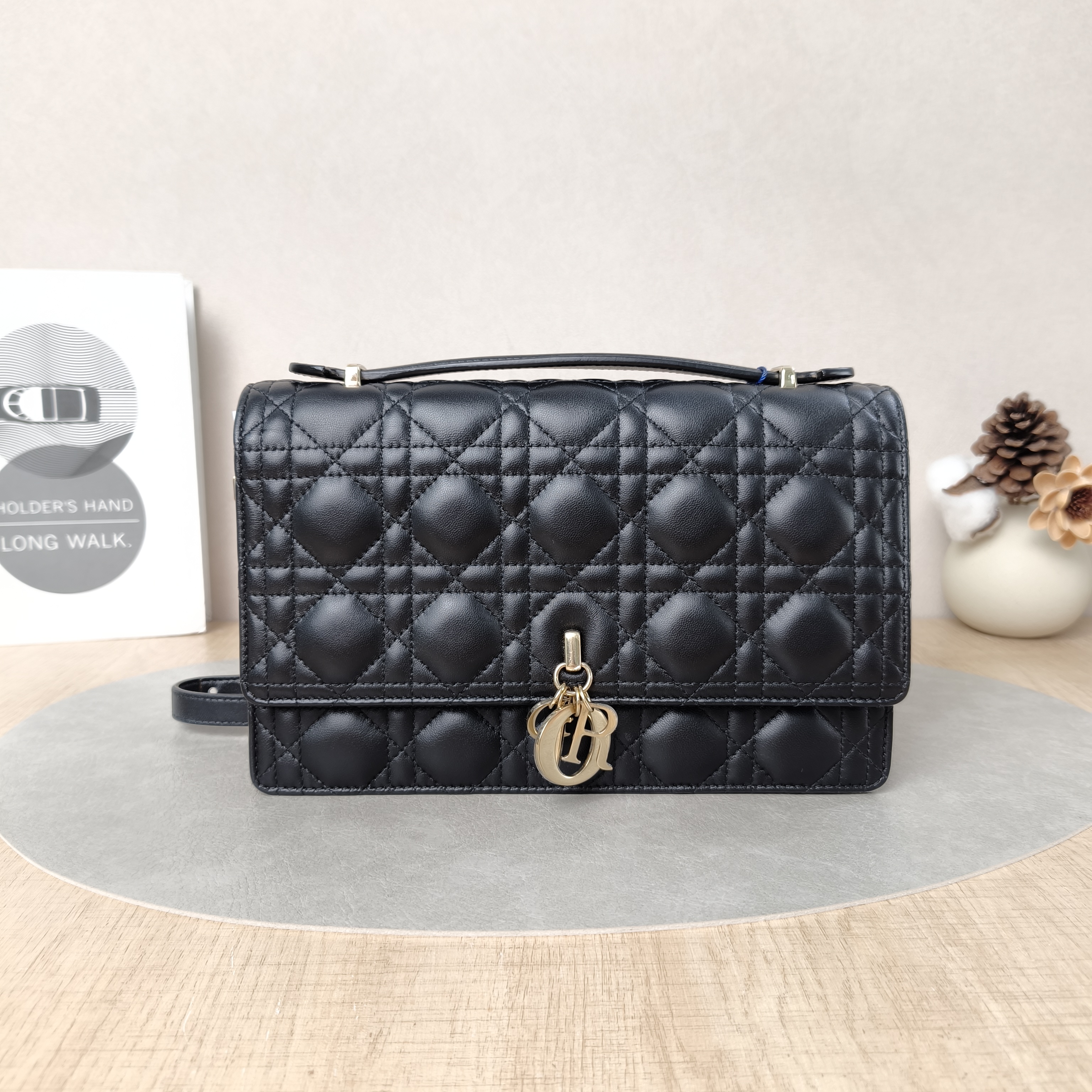 DIOR Crossbody Bag My Chain Bag Black Lambskin One Size24 × 6.5 × 15 cm