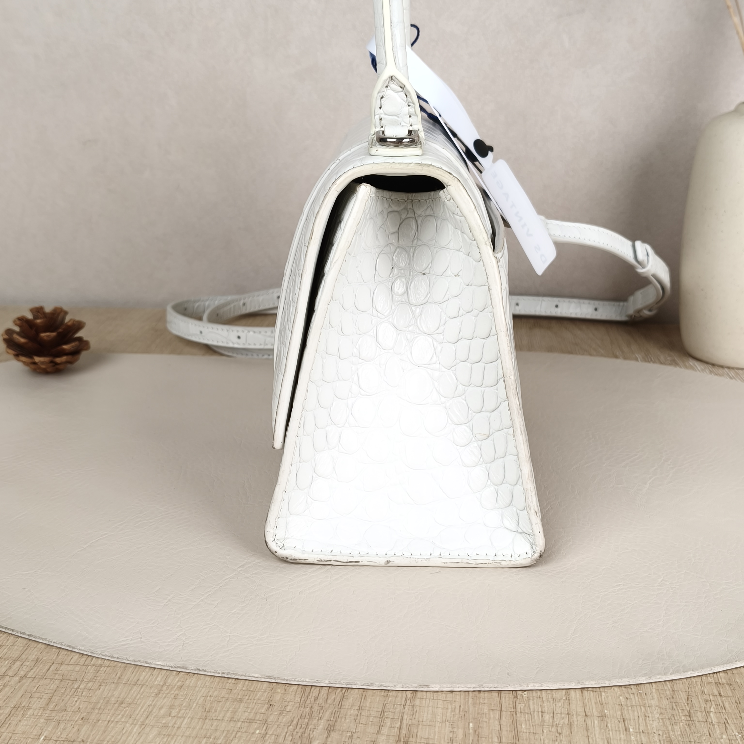 BALENCIAGA Hourglass Bag Small White Calfskin · Shoulder Strap · 23 × 10 × 14 cm — cover view 2 of 9