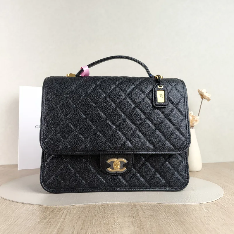 Chanel Backpack Backpack Black with Gold-Tone Hardware Grained Calfskin One Size 31 × 10 × 25 cm
