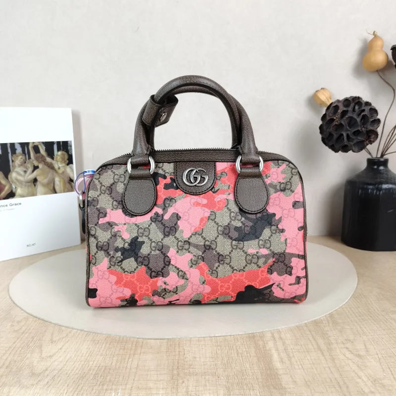 GUCCI Top Handle Bag Top Handle Bag Pink Monogram PVC Small 25 × 14 × 16 cm