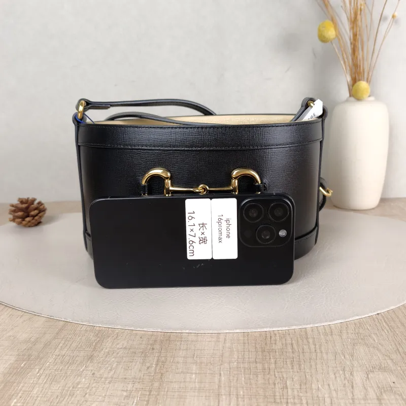 GUCCI Crossbody Bag horsebit 1955 Crossbody Bag Black Calfskin One Size 22 × 12 × 25 cm — cover view 5 of 5