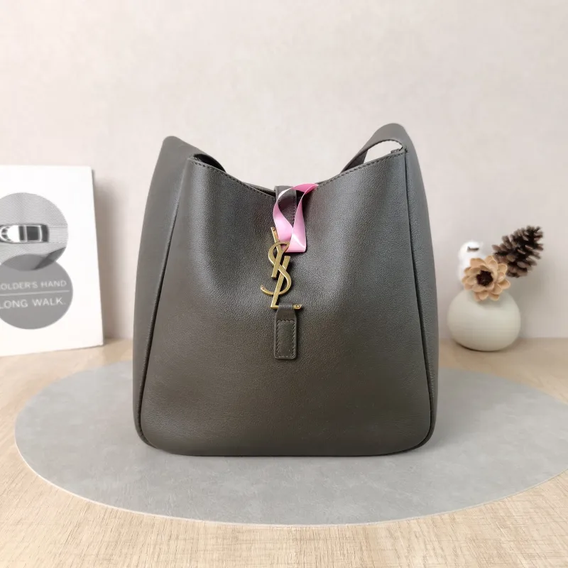 SAINT LAURENT Shoulder Bag LE 5 À 7 Hobo Dark Grey Calfskin Small22 × 8.5 × 23 cm