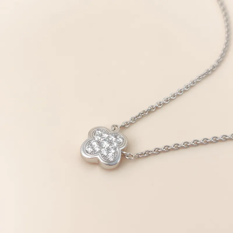 Van Cleef & Arpels Necklace Pure Alhambra Pavé Diamond Necklace White Gold Diamond18KW hite Gold One Size 41cm — cover view 4 of 8