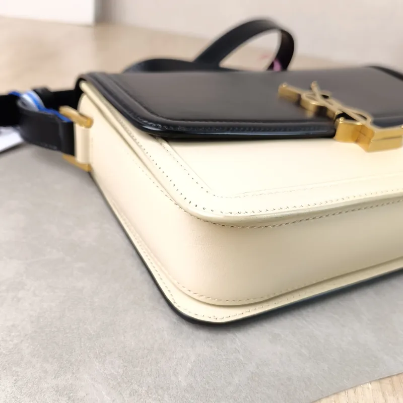 SAINT LAURENT Crossbody Bag Solferino Box Shoulder Bag Beige Black Calfskin Medium 23 × 16 × 7 cm — detail view 12 of 12