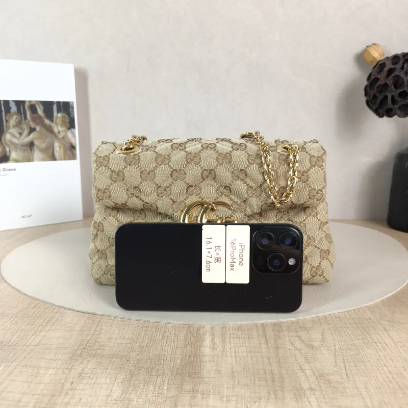 GUCCI Shoulder Bag GG Marmont Marmont Shoulder Bag Brown Monogram Canvas Small 23 × 9 × 17 cm — cover view 3 of 5