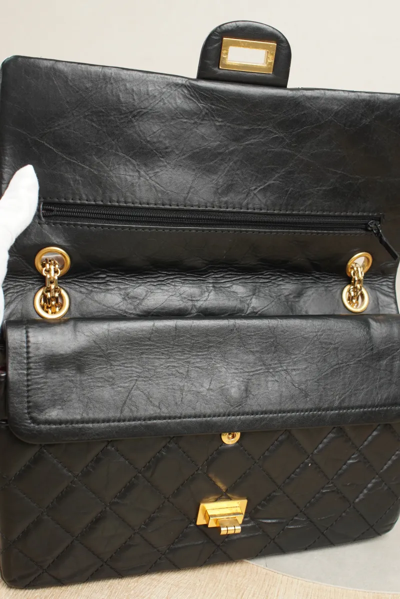 Chanel 2.55 Conditioned Medium Black with Gold-Tone Hardware Calfskin15 · Authenticity Card · 28 × 7.5 × 19.5 cm — detail view 13 of 20
