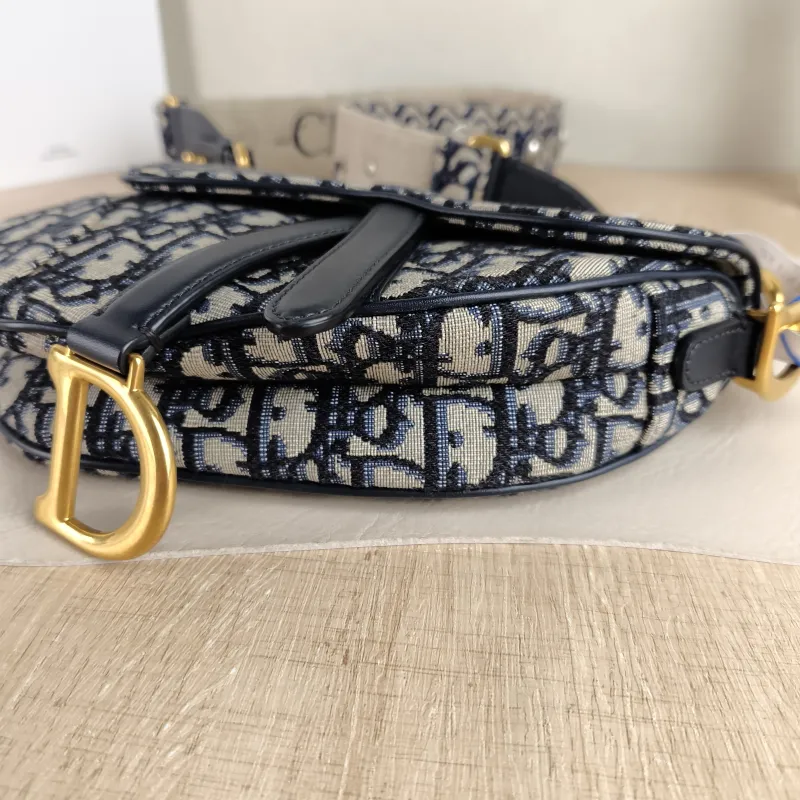DIOR Top Handle Bag Saddle Blue Canvas Mini 19 × 6 × 15 cm — detail view 10 of 10