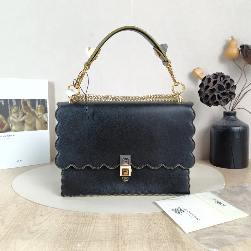 FENDI Crossbody Bag Kan I Crossbody Bag Black Calfskin Medium25 × 11 × 19 cm — cover view 3 of 6