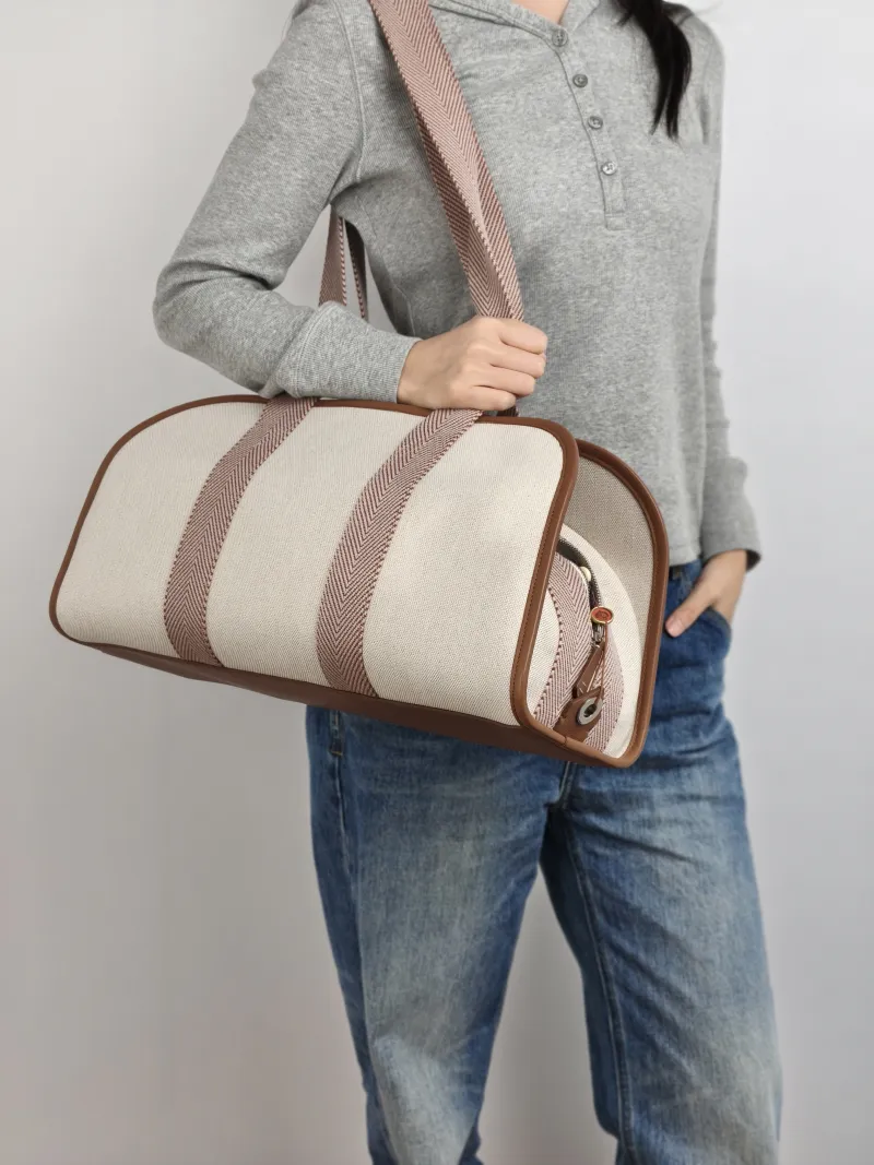 Loro Piana Shoulder Bag Shoulder Bag White Canvas One Size 45 × 17 × 24 cm — on-model view 2 of 2