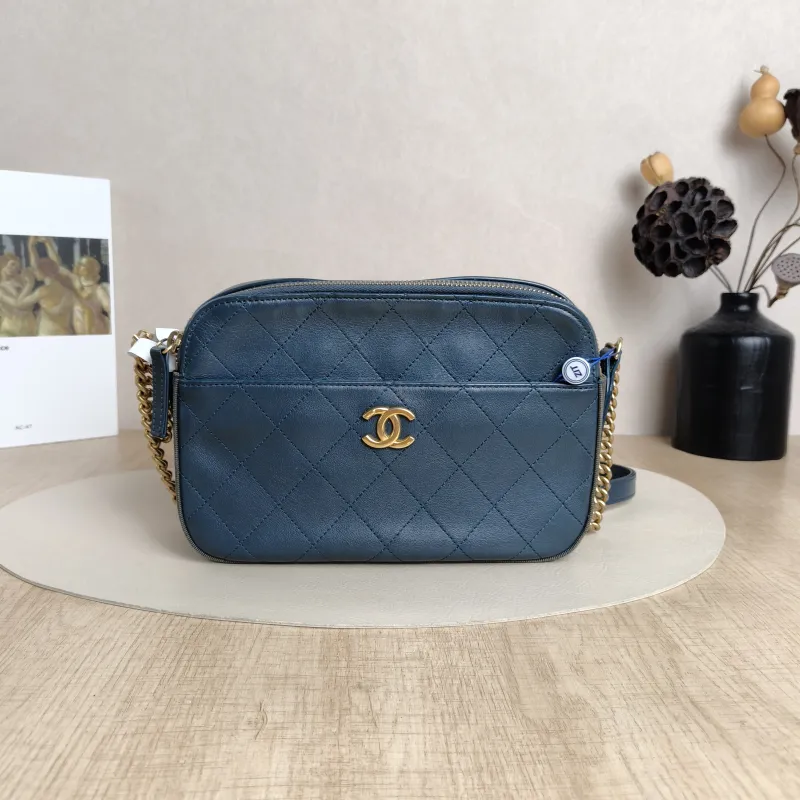 Chanel Crossbody Bag Crossbody Bag Blue Calfskin One Size23.5 × 7 × 16 cm