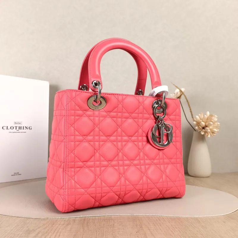 DIOR Top Handle Bag Lady Lady Dior Bag Pink Lambskin24 × 12 × 21 cm — cover view 4 of 5