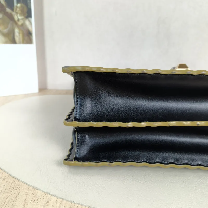 FENDI Crossbody Bag Kan I Crossbody Bag Black Calfskin Medium25 × 11 × 19 cm — detail view 2 of 12
