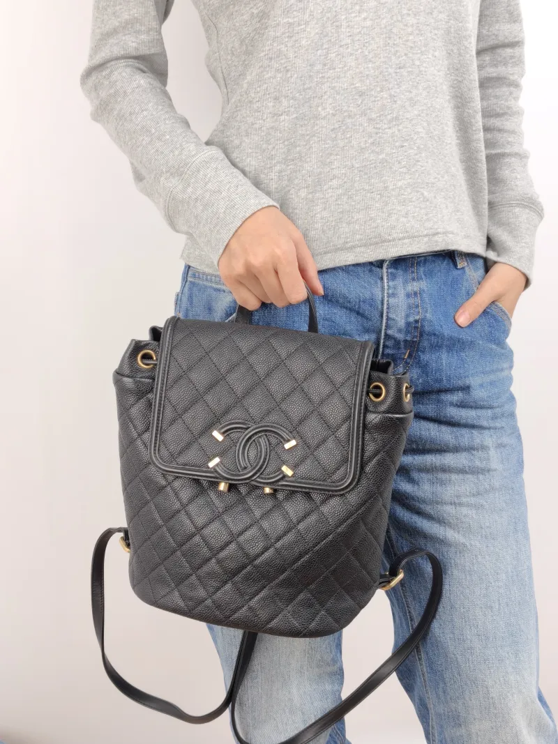 Chanel Backpack vanity case Backpack Black Calfskin One Size 22 × 13 × 25 cm 26 — on-model view 2 of 3