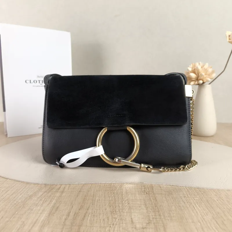 Chloé Shoulder Bagfaye Crossbody Bag Black Suede Small24 × 5 × 14 cm