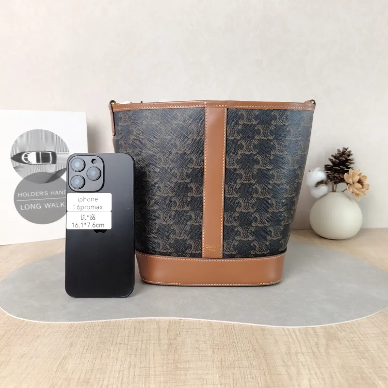 CELINE Crossbody Bag Triomphe Bucket Bag Monogram PVC Small 22 × 13 × 26 cm — cover view 5 of 5