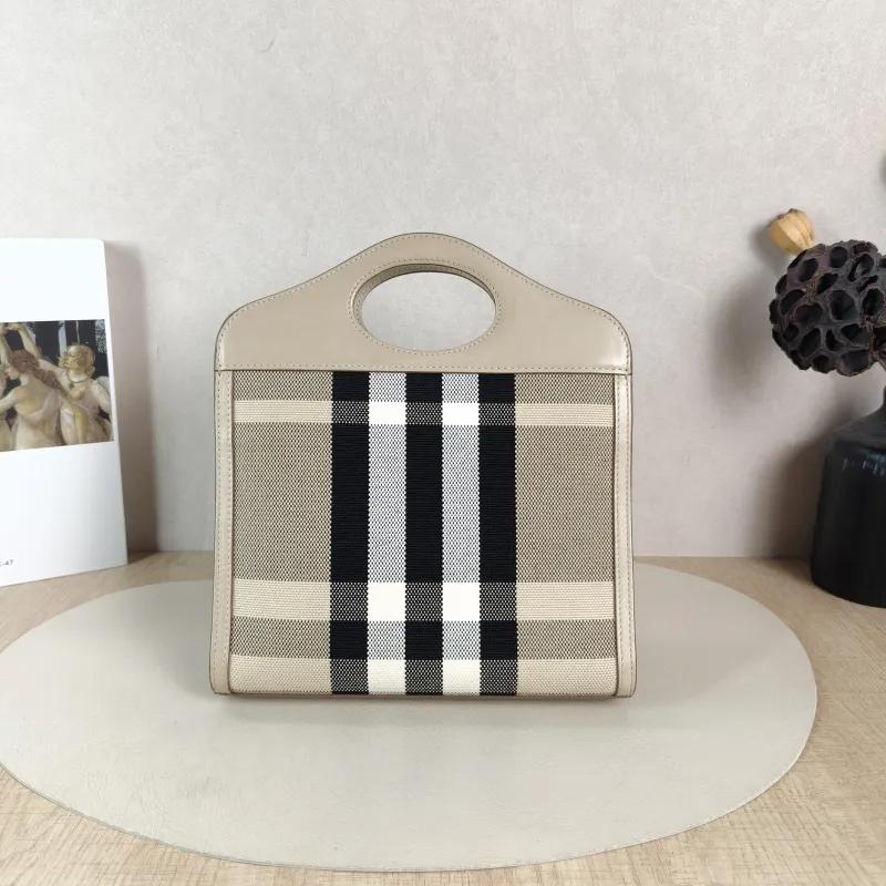 BURBERRY Crossbody Bag pocket bag Top Handle Crossbody Bag Taupe Canvas Mini 23 × 6 × 26.5 cm — cover view 5 of 5