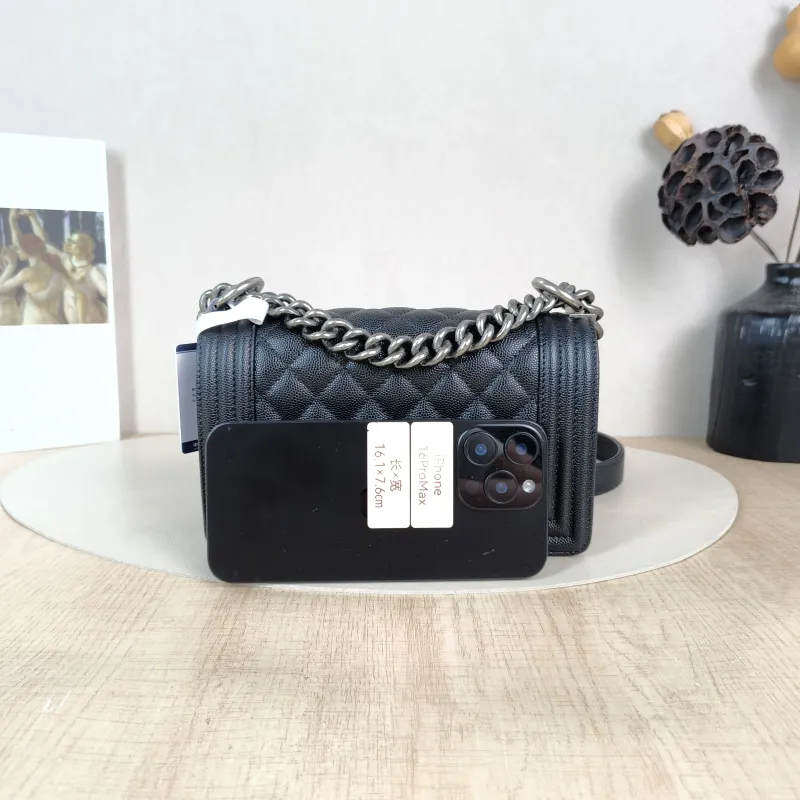 Chanel Crossbody Bag Le Boy​ Black Grained Calfskin Small 20.5 × 8.5 × 12 cm — cover view 4 of 5