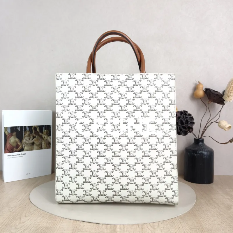 CELINE Crossbody Bag CABAS White Monogram PVC Medium 31.5 × 5 × 35 cm