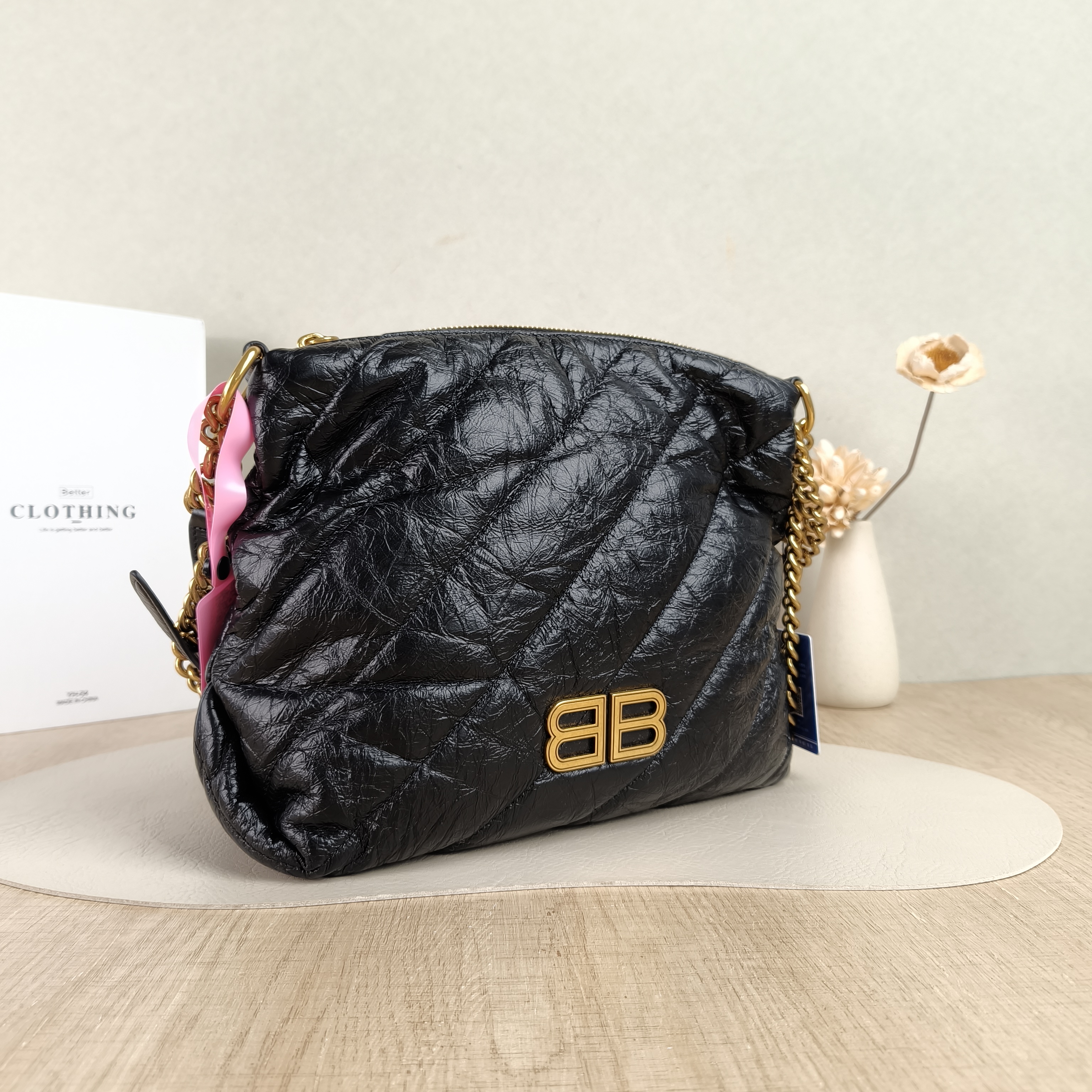 BALENCIAGA Crossbody Bag Crush Hobo Crossbody Bag Black Calfskin Small24 × 11 × 20 cm — cover view 2 of 5