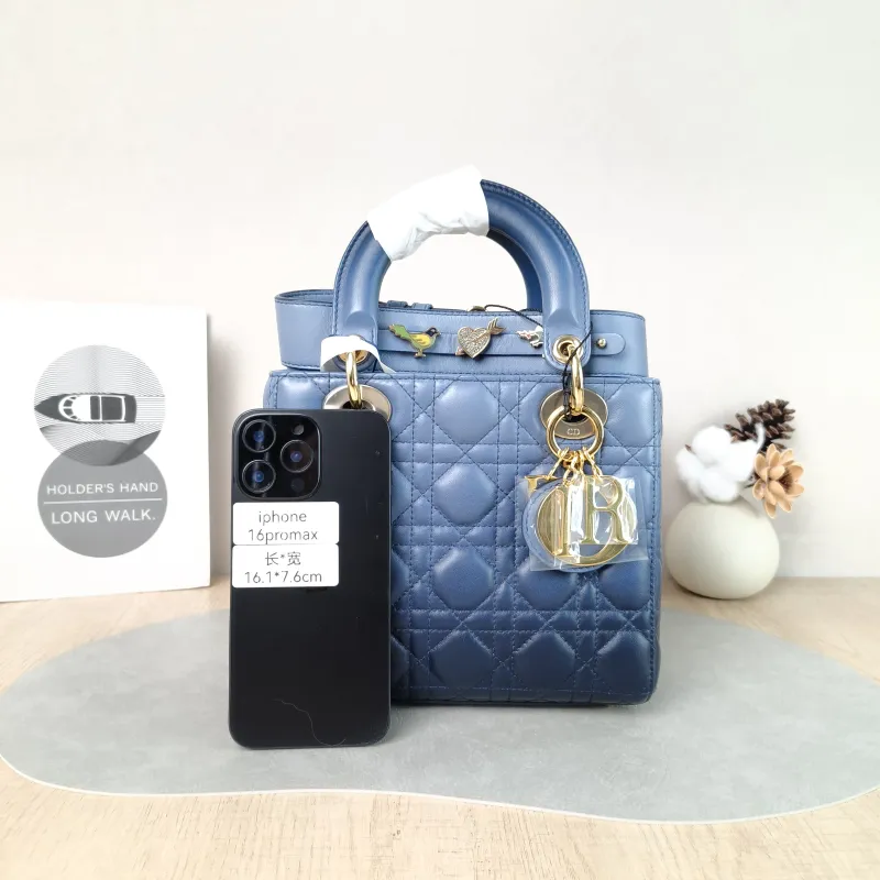 DIOR Top Handle Bag Lady Lady Dior Bag Blue Lambskin Small20 × 8 × 18 cm — cover view 4 of 5