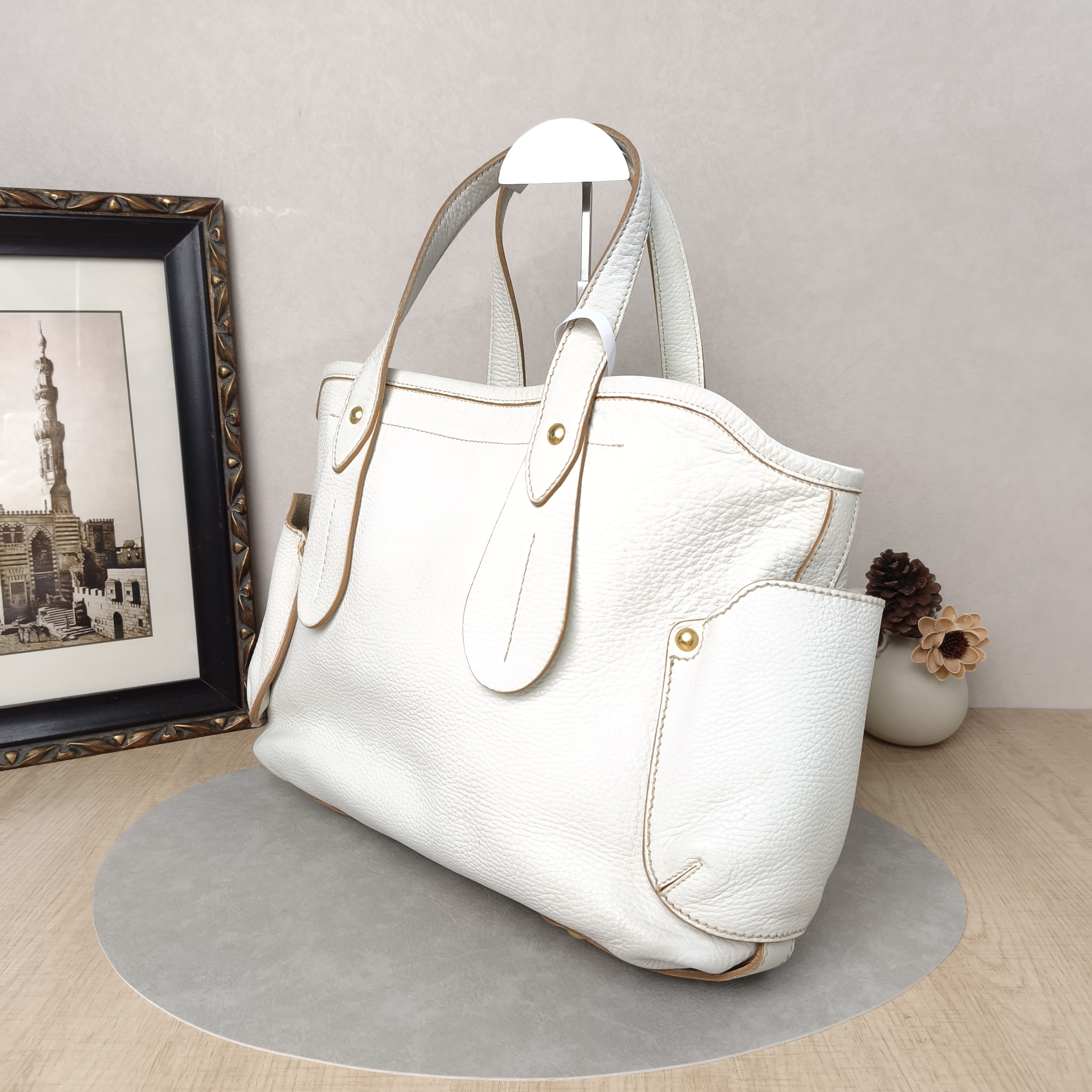 FERRAGAMO Top Handle Bag Tote Bag White Calfskin One Size41 × 11 × 25 cm — cover view 5 of 5