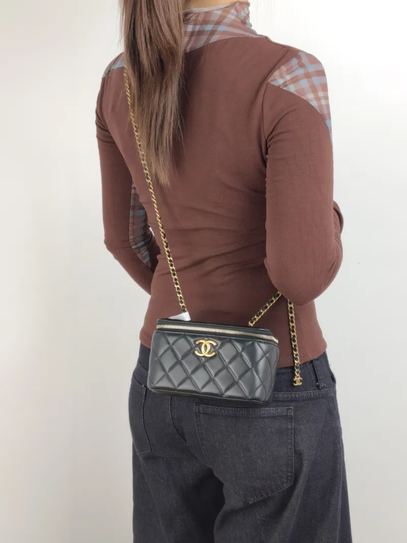 Chanel Crossbody Bag Edition C Black Lambskin 16 × 8 × 9.5 cm — on-model view 1 of 2