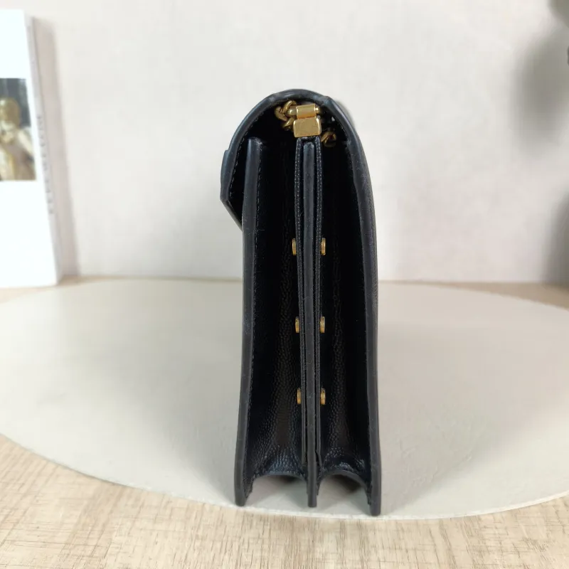 SAINT LAURENT Crossbody Bag Cassandra Black Grained Calfskin Medium 22 × 5.5 × 16.5 cm — detail view 6 of 13