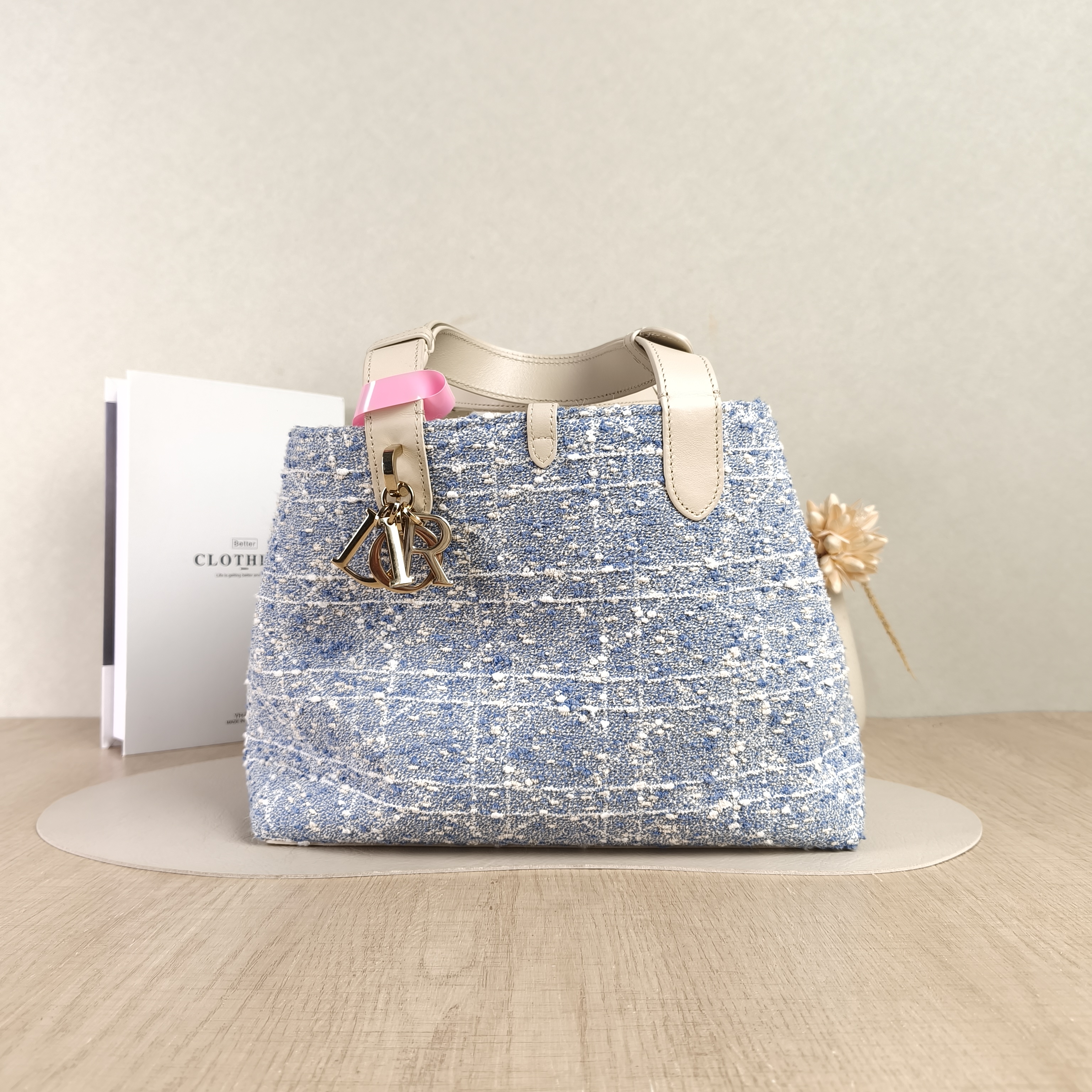 DIOR Top Handle Bag TOUJOURS Blue White Medium28.5 × 17 × 21.5 cm