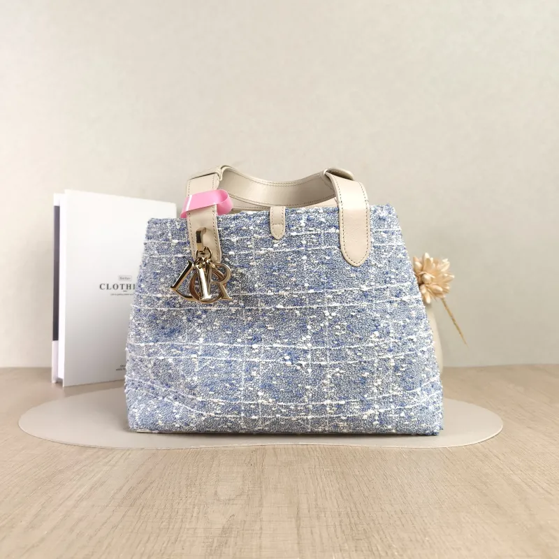 DIOR Top Handle Bag TOUJOURS Blue White Medium28.5 × 17 × 21.5 cm