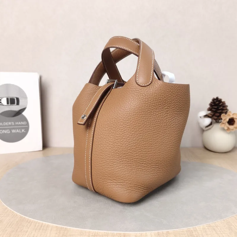 Hermès Top Handle Bag Picotin Lock 18 1837 Brown Taurillon Clemence TC Calfskin Small18 × 13 × 18 cm — cover view 6 of 6