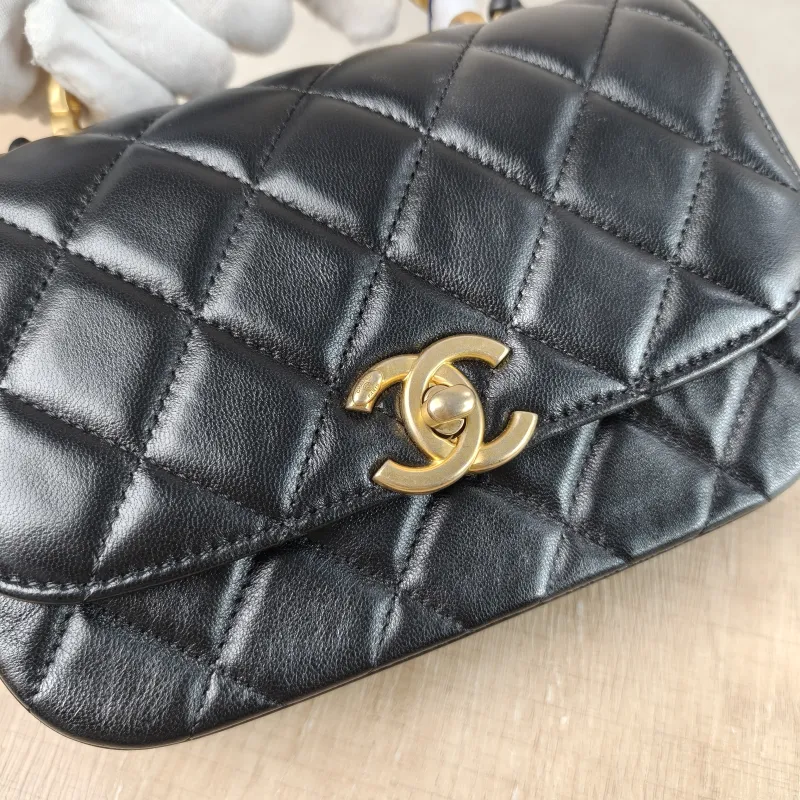 Chanel Crossbody Bag 24s Black Lambskin One Size 18 × 6 × 13 cm — detail view 15 of 15