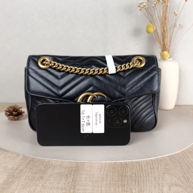GUCCI Crossbody Bag GG Marmont Medium Marmont 26 Black CC alfskin Medium 26 × 7 × 15 cm — cover view 2 of 5