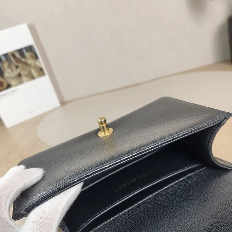 Chanel Crossbody Bag Le Boy​ Black Grained Calfskin Small 20.5 × 8.5 × 12 cm — detail view 10 of 12
