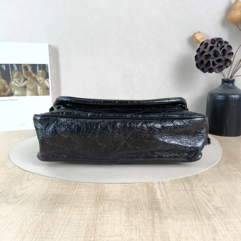 SAINT LAURENT Crossbody Bag Niki Black Waxed Leather Calfskin Large 32 × 9 × 23 cm — cover view 2 of 5