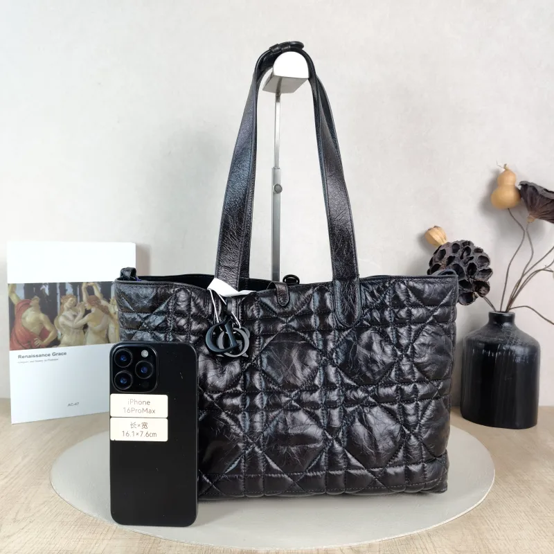 DIOR Top Handle Bag TOUJOURS Black so black Waxed Leather Medium 28.5 × 17 × 21.5 cm — cover view 4 of 5