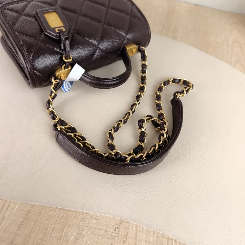 Chanel Crossbody Bag 22k Messenger Bag Brown Grained Calfskin 17 × 6.5 × 15 cm Microchip Edition — detail view 7 of 12