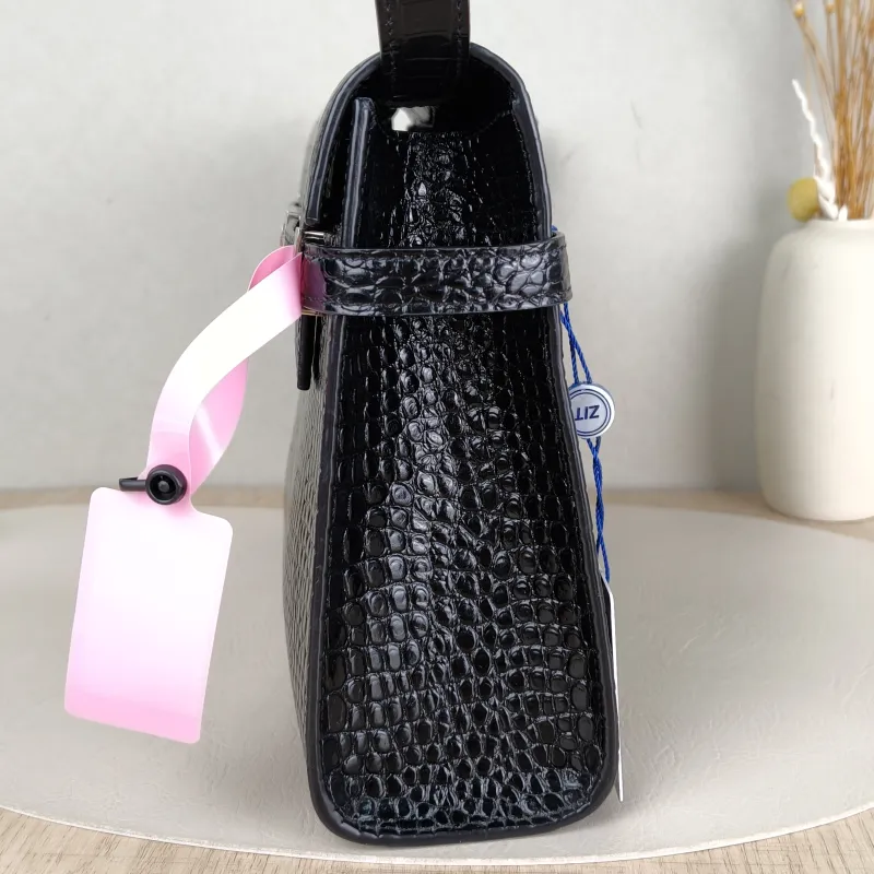 SAINT LAURENT Shoulder Bag MANHATTAN Black Embossed Calfskin Medium 29 × 7.5 × 20 cm — detail view 9 of 10