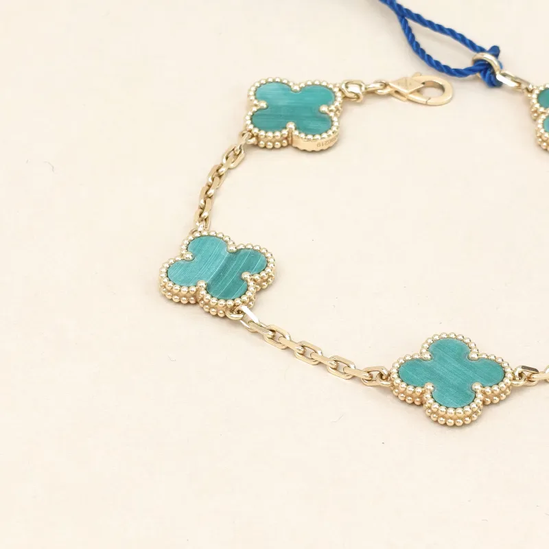 Van Cleef & Arpels Bracelet Alhambra Alhambra Collection Five-Motif Bracelet Malachite18KY ellow Gold Vintage Small19cm — cover view 5 of 11