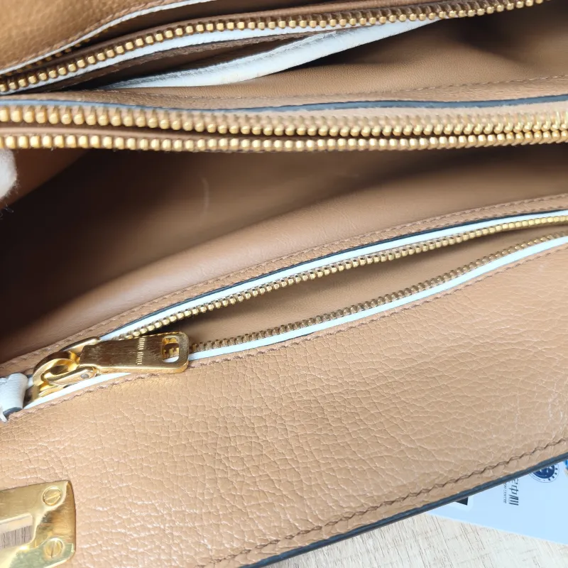 Miumiu Top Handle Bag Top Handle Bag Brown · White Lambskin One Size28 × 14 × 24 cm — detail view 3 of 14