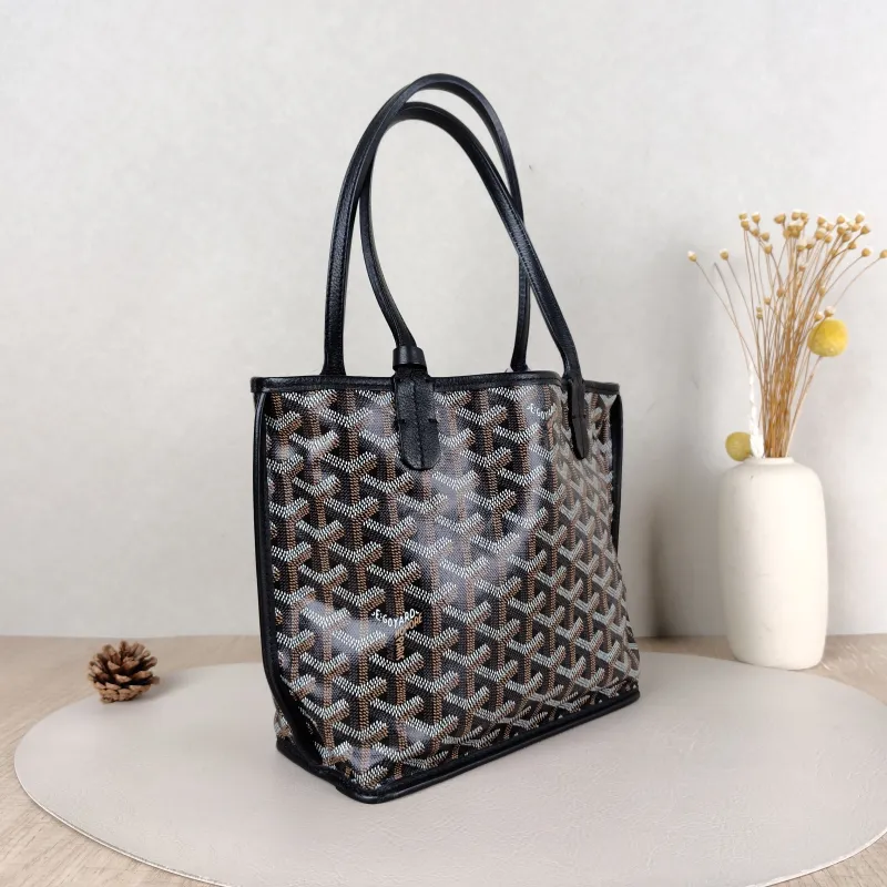 GOYARD Top Handle Bag ANJOU Shopping Tote Black ine Canvasmini19.5 × 9 × 19.5 cm — cover view 4 of 5