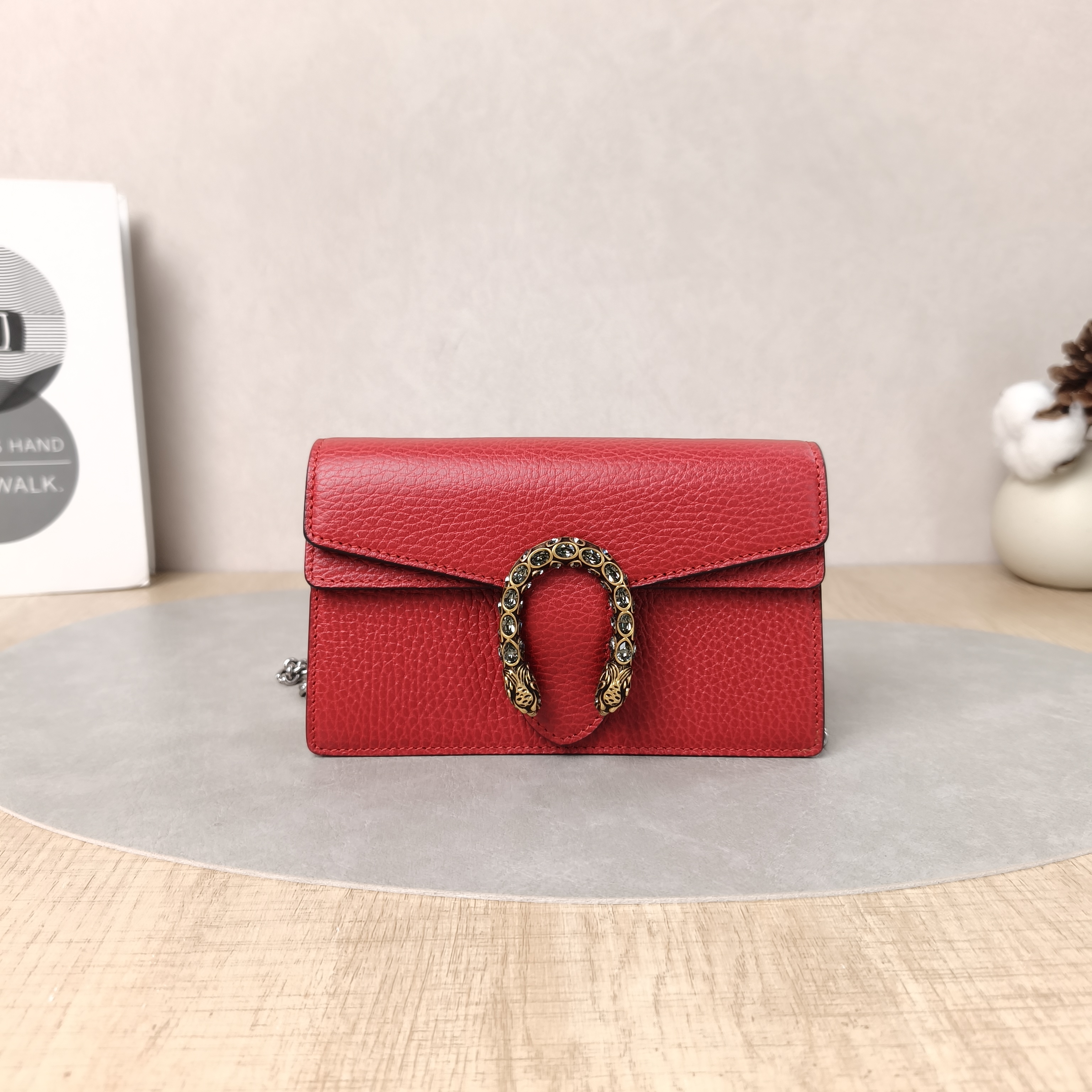 GUCCI Crossbody Bag Dionysus Red Calfskinmini16.5 × 4.5 × 10 cm