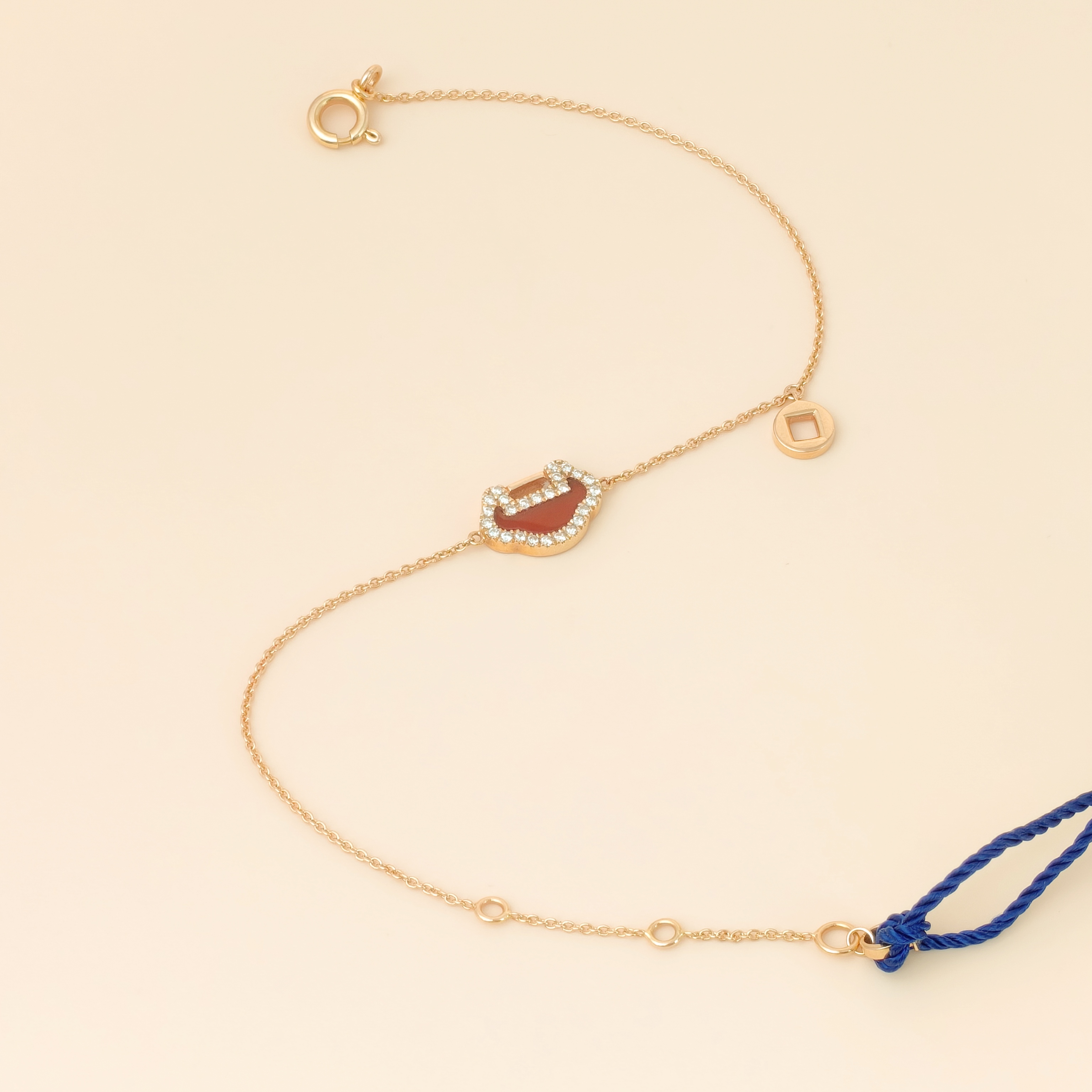 Qeelin Bracelet Yu Yi Red Agate Diamond18KR ose Gold One Size18cm — cover view 7 of 11