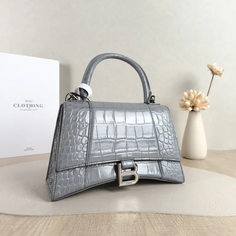 BALENCIAGA Crossbody Bag Hourglass Hourglass Bag Grey Calfskin Small 23 × 10 × 14 cm — cover view 2 of 5